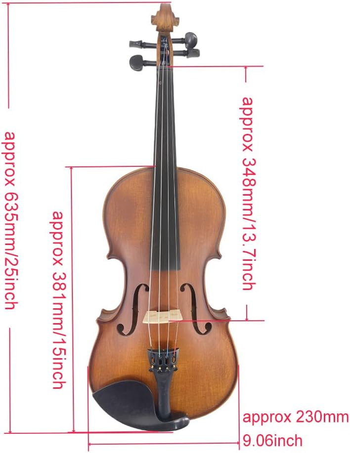ModouString 15 inch Viola with Spruce Top, Maple Back, Ebony Fittings,Bow,Case Acoustic Viola 4 String for Students & Adults Soild Wood - Image 2